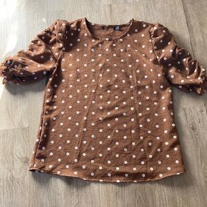 Brown polka dot blouse